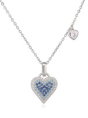 Gold Filled Blue Heart Pendant Necklace - Women Jewelry